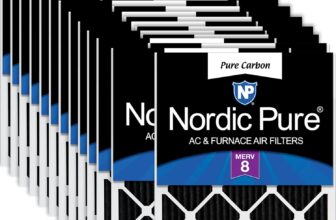 Nordic Pure 10x20x1 (9 1/2 x 19 1/2 x 3/4) Pure Carbon Pleated Odor Reduction Furnace Air Filters 24 Pack