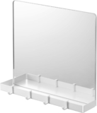 Yamazaki Home Tower Magnetic Mirror & Entryway Storage Rack for Steel Front Doors Or Refrigerators with Tray & Hooks for Keys Or Bags – Glass –