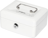 Jssmst Small Lock Cash Box with Money Tray, Locking Money Box for Kids with Slot on Top, White Lock Box, 5.91 x 4.72 x 2.95 inches, CB003-W
