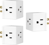 GE 3-Outlet Extender, 3 Pack, Grounded Wall Tap, Adapter Spaced, 3-Prong, Multiple Plug, Power Splitter, Cruise Essentials, Use for Home Office School Dorm, UL Listed, White, 46845