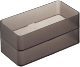 Yamazaki Home Tower Set Of 2 Clear Bottom Storage Cases – Stackable Transparent Organization Bins, Medium – Medium – Ps Resin