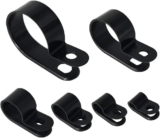Cable Clamp 200 Pcs Black Nylon Screws Plastic R-Type Cable Clamp Clips Fasteners Assortment for Cable Conduit 6 Sizes 3/16″ to 1″