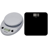 Escali Primo Kitchen and Bathroom Bundle – P115C Digital Kitchen Scale, Chrome, 11 Pound Capacity, and B180SB Slim Glass Bathroom Scale, Black, 400 Pound Capacity, Digital Display