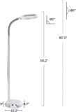 Lavish Home Floor Lamp – Full Spectrum Natural Sunlight Lamp with Bendable Neck – Reading, Craft, Studying, and Esthetician Light (Chrome)