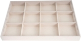 Velvet Jewelry Trays for Drawers, Large Jewelry Drawer Insert, Stackable Stacking Accessories Desktop Storage for Dresser(Beige,12grid)