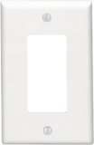 Leviton + 80601-W 1-Gang Decora/GFCI Device Wallplate + Midway Size + Thermoset + Device Mount + White
