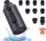 Pull Down Faucet Sprayer Head Replacement, Oil Rubbed Bronze 3 Function Pull Out Spray Head Nozzle with 9 Adapters for Kitchen Sink Faucet, American Standard for Moen Kohler Delta G1/2 Male Conn