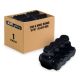 Black Insulated Multi-Tap Connector, 4 Wire Port Single Sided Entry Electrical Wire Connectors, 250-6 Wire Range, 5/16” Allen Hex, Dual-Rated Pre-Filled Oxide Inhibitor, SEL-IC4S-250