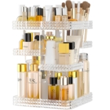 Rotating Makeup Organizer for Vanity, Organizador De Perfumes High-Capacity Acrylic Make Up Storage Skin Care Organizers, Cosmetic Storage Vanity Countertop (Plus Size Clear)