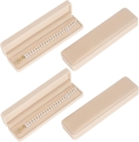 LETURE 4 Pieces Velvet Bracelet Necklace Pendant Jewelry Box, Small Long Jewelry Watch Gift Box for Proposal, Wedding, Engagement, Christmas (Apricot-4PCS)