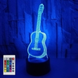 AZIMOM 3D Guitar Illusion Lamp Night Light for Bedroom 16 Colors Changing Smart Touch Remote Control Optical Illusion Bedside Desk Lamps Home Decoration Boys & Girls Women Birthday Gifts
