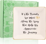 Going Away Graduation Birthday Gifts for Friends Coworkers-Ceramic Ring Trinket Dish, Jewelry Tray – Far Apart Long Distance Gifts for Bestie – Miss You Thank You Gifts for Her