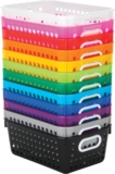 Really Good Stuff Medium Plastic Book Baskets, 11″ by 7.5″ by 4.5″ – 12 Pack, Rainbow, Versatile Storage Solution for Classroom, Home and Office l Toy Storage, Multi-Purpose Organizer Basket