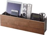 Yamazaki Home Rin Desk Organizer – Tv Remote Control And Pen Holder – Large – Steel + Wood