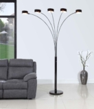 Artiva USA LED207901JB Micah Plus Modern Led 88″ 5-Arched Floor Lamp with Dimmer, Jet Black/Gun Metal/Black Chrome