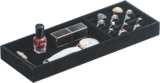 Divided Drawer Organizer Tray, Velvet Jewelry Storage Tray, Necklace Bracelet Ring Earring Display Tray,Bedside Nightstand Desk Holder Tray for Phone Watch Sunglasses Cosmetics Storage/Black/2grid