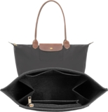 Upgraded Felt Organizer Insert for Longchamp Le Pliage L Handbag Insert (Black, Large)