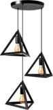 Modern Black Chandelier 3-Bulb Triangle-Shaped Ceiling Hanging Light Fixture for Living Room Bedroom Dining Room Decor – Sleek and Stylish Lighting Solution with Adjustable Cord Lengths