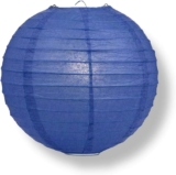 Quasimoon PaperLanternStore Decorative Paper Lantern – (Single, 12-Inch, Dark Blue, Even Ribbing) Round Paper Lantern – Ideal Wedding and Party Decor or Home Accent, Lighting Optional