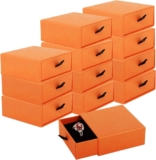 Luxury Velvet-Lined Jewelry Gift Box 12-Pack, Compact Drawer Style Organizer for Earrings & Rings, Elegant Bracelet Display Box, Small Jewelry Storage Box, 3.5×3.5×1.26 Inches (Orange)