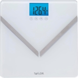 Taylor Digital Glass Body Composition Scale, Bathroom Scale for Body Weight, Measures Body Fat, Body Water, and Muscle Mass Percentages, 8 User Recognition, FSA HSA Eligible, 440 lb Capacity, White