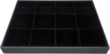 Velvet Jewelry Trays for Drawers, Large Jewelry Drawer Insert, Stackable Stacking Accessories Desktop Storage for Dresser(Black,12grid)