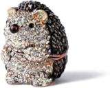 Hand Painted Trinket Box Enamel Vintage Jewelry Box Standing Hedgehog Hinged Metal Jewelry Organizer Decorative Treasure Box Unique Gifts for Animal Lover