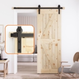 SKYSEN 4FT Single Sliding barn Door Hardware kit, Barn Door Track, 1/4” Thick Material- 4FT-13FT Available- Smooth and Quiet- Easy to Install- Black (J Shape)