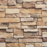 Arthome Rock Wallpaper Peel and Stick 17”x393” Self Adhesive Contact Paper Waterproof Stone Brick Vinyl Film Wall Paper for Bedroom Living Room Fireplace Backsplash Wall Covering（Brown）