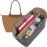 Doxo New DupontPaper Purse Organizer Insert Compatible with Longchamp Le Pliage L Handbag Insert, Lightweight Waterproof Le Pliage Large Organizer(Black&Brown, Large)