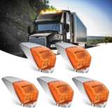 Nilight Cab Roof Marker Light 5 PCS 17 LED Amber Top Clearance Lights Waterproof Surface Mount Compatible with Mack Kenworth Freightliner International ProStar/Lonestar
