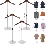 4 Pack Shirt Display Stand 35″ Height Adjustable Shoulder Stand Shirt Rack, T Shirt Display Stand for Shops, Steaming Clothes Holder, Silver