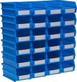 Triton Products 3-220B LocBin Stacking, Hanging, Interlocking Polypropylene Bins 7-3/8-Inch L by 4-1/8-Inch W by 3-Inch H Blue 24 CT