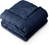 Bare Home Weighted Blanket All-Natural 100% Cotton with Nontoxic Glass Beads 80″x87″ 25lbs, Dark Blue