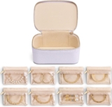 Vlando Jewelry Travel Organizer with 8 Velvet Jewelry Bags Travel Jewelry Box for Women Girls Jewelry Organizer Storage for Rings Earrings Birthday Christmas Gifts for Mom Wife Daughter-Purple