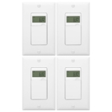 ENERLITES Programmable Digital Timer Switch for Lights, Fans, Motors, 7-Day 18 ON/OFF Timer Settings, Single Pole, Neutral Wire Required, UL Listed, HET01-C, White, 4 Pack