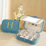Parima Teacher Gifts for Women – Plush Velvet Travel Jewelry Organizer | Teacher Must haves Travel Jewelry Box | Personalized Travel Gifts for Teacher Women Travel Essentials – Letter H, Blue