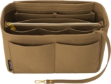 OPPOSHE Purse Organizer Insert for Handbags, Softened Felt Bag Insert Organizer for Tote, Compatible with LV, Coach, MK, Kate Spade, Goyard, Longchamp (Brown, Small)