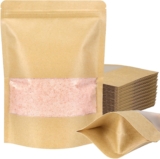 Blisstime Stand Up Pouches, 50 Pack Kraft Paper Bags with Matte Window and Tear Notch Resealable Bags for Small Business Home Use (6.7 X 9.5 Inches)