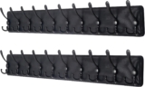 Dseap Coat Rack Wall Mounted – 10 Tri Hooks, 38-1/4″ Long, Heavy Duty Wooden Wall Coat Hanger Coat Hook for Clothes Hat Jacket Clothing, Black, Pack of 2