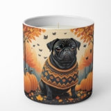 Caroline’s Treasures DAC1064CDL Black Pug Fall Decorative Soy Candle Nature Soy Wax Essential Oil Home Decor Ideal for Bedroom Kitchen Bath Office Gift, 10 oz