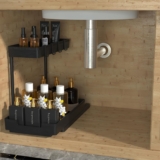 Under Sink Organizer L-Shaped, 2 Tier Bathroom Organizer, Narrow Space Under Sink Organizers and Storage for Kitchen Bathroom (Black, 1 Pack)