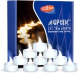 AGPtEK Tea Lights, 100 Pack Flickering Flameless LED Battery Operated Candles Long Lasting Tealight for Wedding Holiday Party Home Decoration(Cool White)