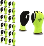 Cold Snap Gloves, 7-Gauge, Hi-Vis Green, Brushed, Loop-In, Acrylic Terry Shell, Black Foam Latex Palm Coating