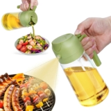 Oil Sprayer For Cooking, 2024 New Upgraded Olive Oil Sprayer and Dispenser for Kitchen, Food Grade Oil Spray Bottle for Cooking, Air Fryer, Deep Frying, BBQ (Green, 470ml)