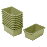 ECR4Kids Scoop Front Storage Bins, Multipurpose Organization, Fern Green, 10-Piece