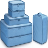 Mossio 6 Set Packing Cubes with Shoe Bag – Lightweight Travel Luggage Suitcase Organizers