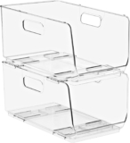 Sorbus Stackable Storage Bins Open Front – Clear Stackable Storage Bins – Pantry Bins for Storage and Organization – Acrylic Stackable Bins for Kitchen – Clear Pantry Organizer Bins (Medium 2 Pack)