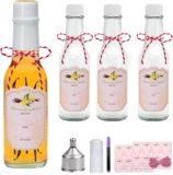 Hot Sauce Bottles 5 oz, Clear Woozy With Shrink Capsules, Small Wine Making With Lids for Bottling, Empty 5oz Glass Vanilla Extract With White Caps Set of 4