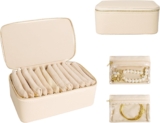 Travel Jewelry Case, Portable Jewelry Box with 12 Jewelry Bags,Travel Gift for Women Teen Girls (Beige 12 Pcs)